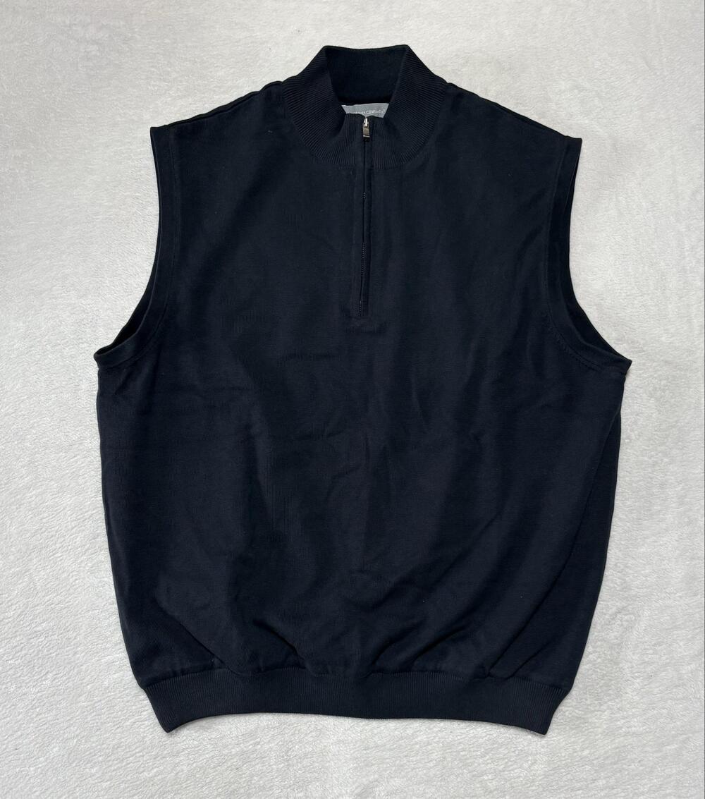 Cutter & Buck Sweater Vest Mens Large Blue 1/2 Zip Lined Golf Knit Pullover